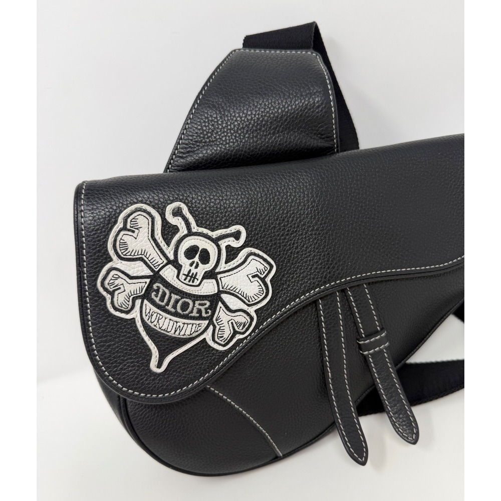 Dior x Shawn Stussy Saddle Crossbody Grained Leather Bag - Picture 2 of 10